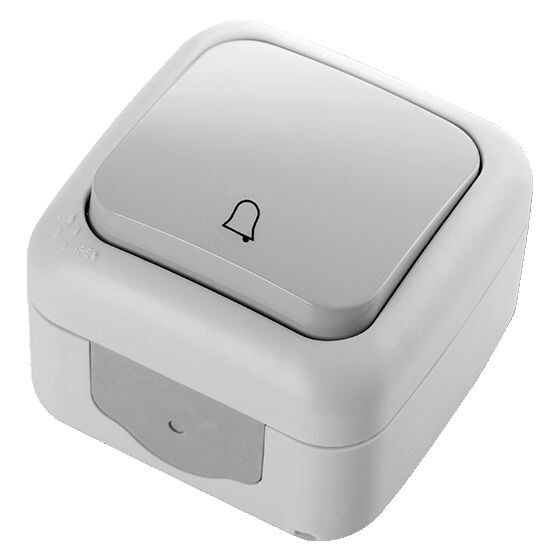 Push Button With Bell Symbol Palmiye Switch, Grey, Box of 10 Pcs