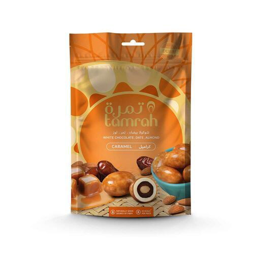 Tamrah Caramel Chocolates in Zipper Bag, 100 g, Carton of 24 Pcs