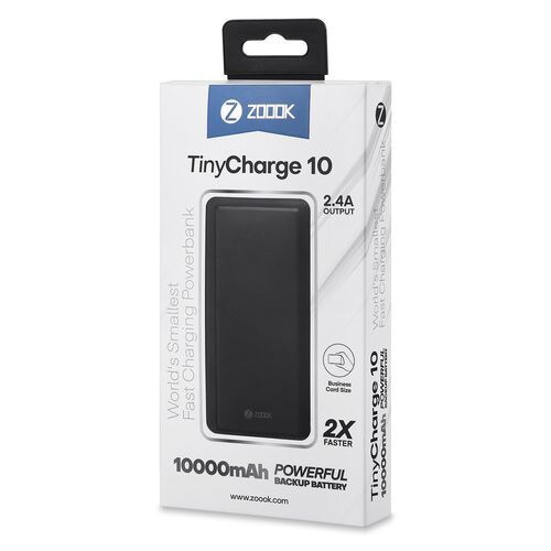 Zoook Tinycharge 10 Power Bank, 10000mAh, Black