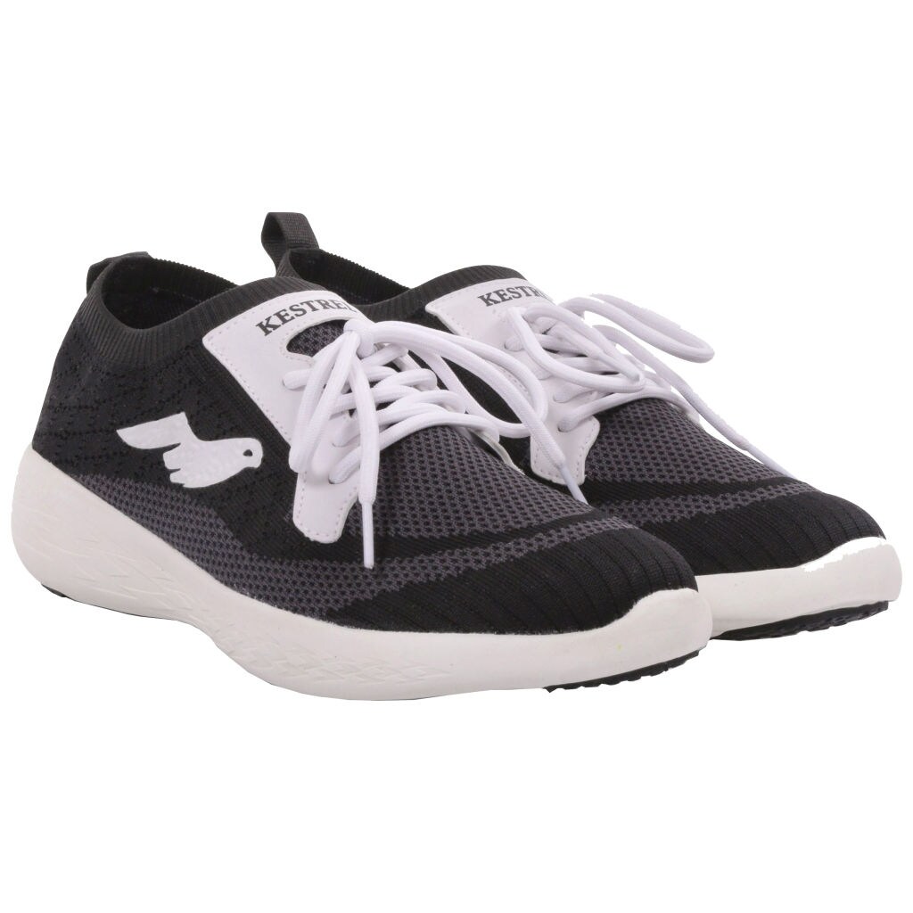 Kestrel Slip-On Sports Shoes, Black & Grey