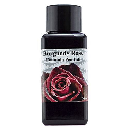 Diamine Fountain Pen Ink Bottle, Burgundy Rose Flower, 30ml