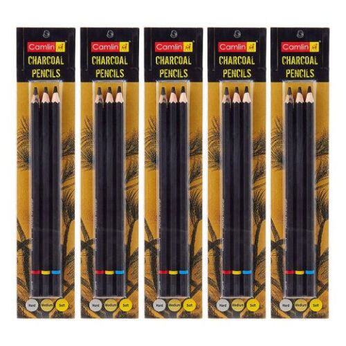 Camlin Kokuyo 3-Piece Charcoal Assorted Pencils