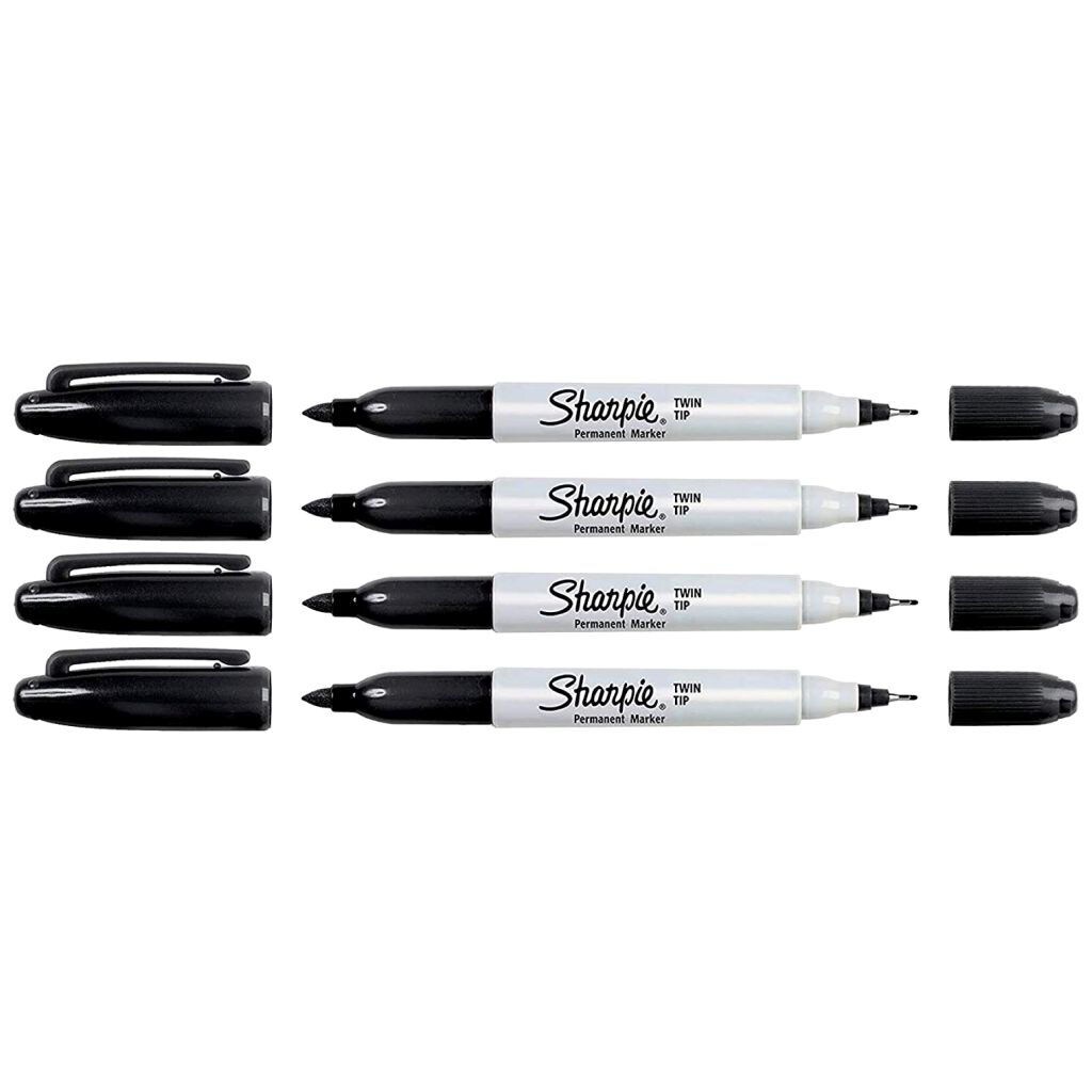 Sharpie Fine & Ultra Fine Twin Tip Permanent Markers, Pack of 4, Black