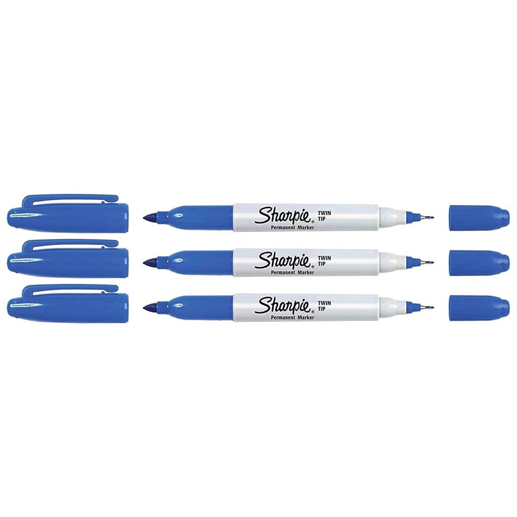 Sharpie Fine & Ultra Fine Twin Tip Permanent Markers, Pack of 3, Blue