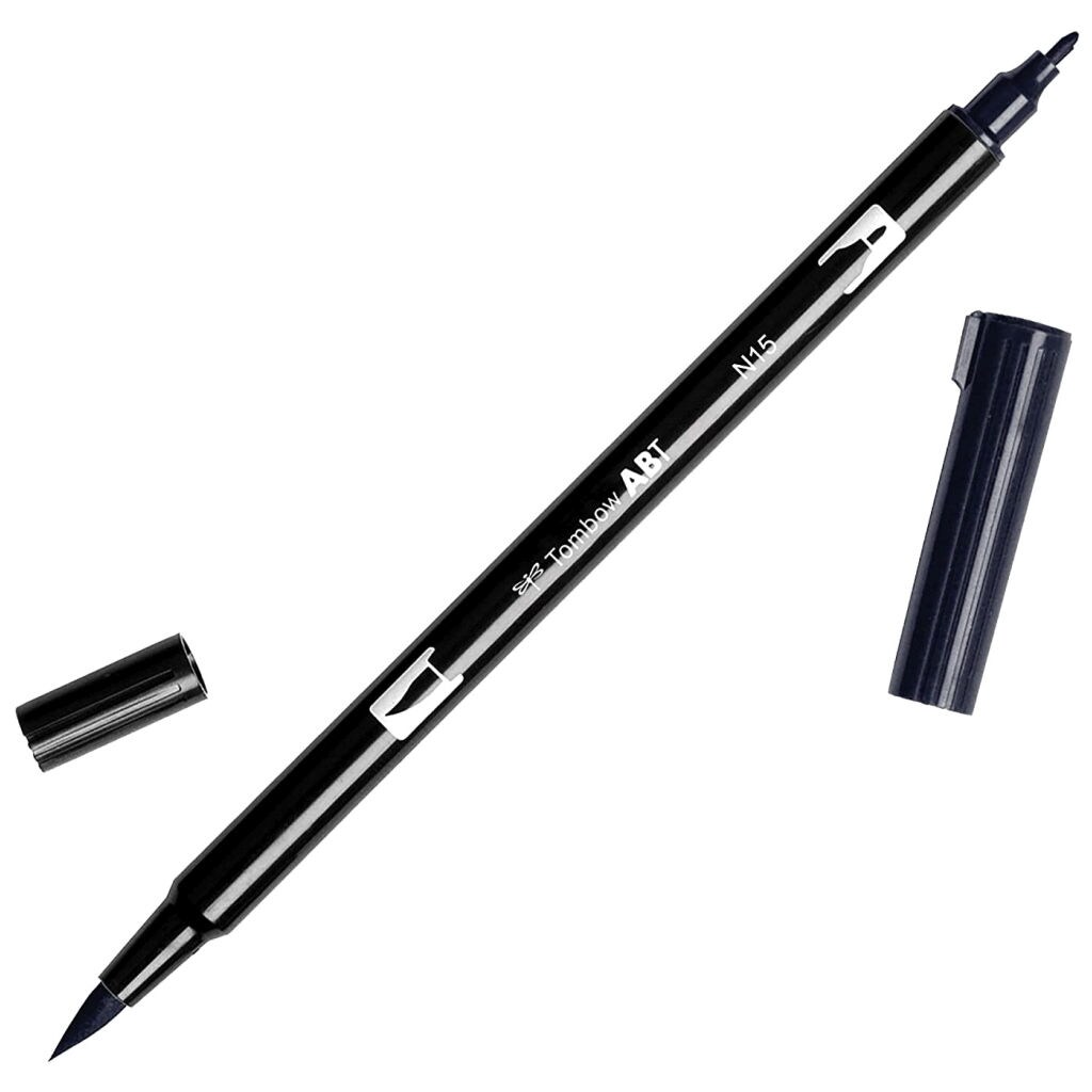 Tombow Dual Brush Pen Blendable, Brush and Fine Tip Marker, Black