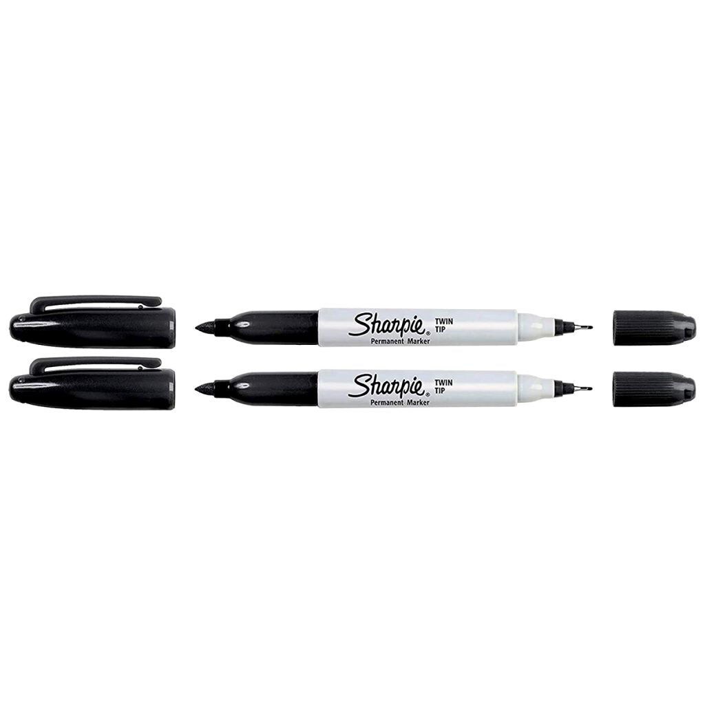 Sharpie Fine & Ultra Fine Twin Tip Permanent Markers, Pack of 2, Black