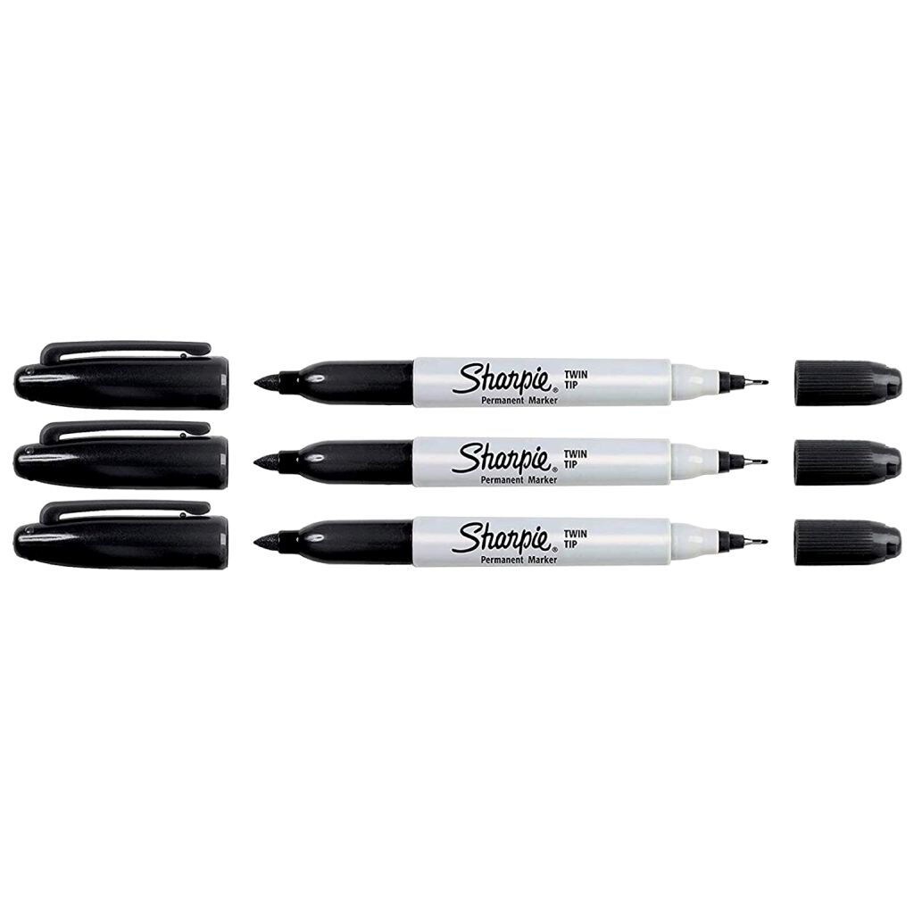 Sharpie Fine & Ultra Fine Twin Tip Permanent Markers, Pack of 3, Black