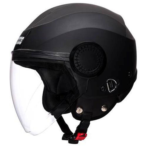 Studds Urban Open Face l Motorsports Helmet, Black Black Strip