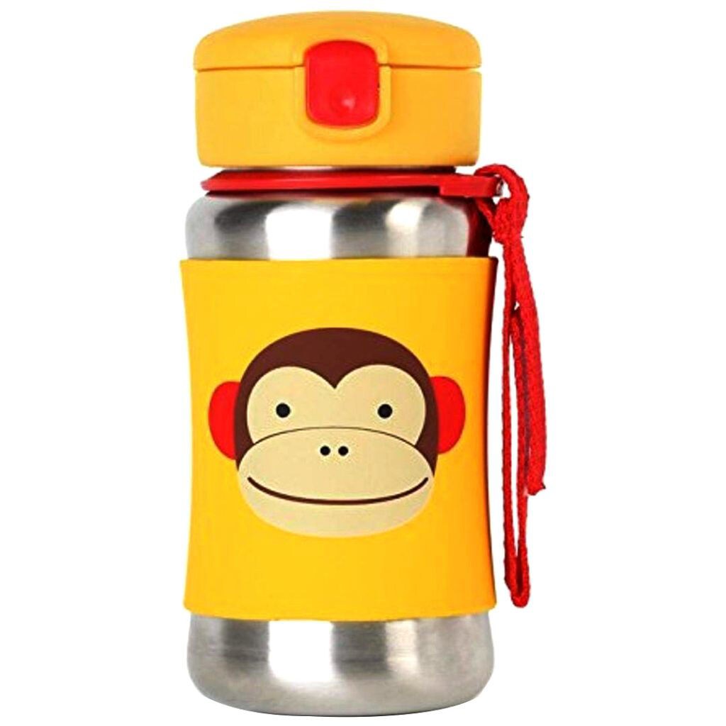 Skip Hop Stainless Steel Straw Bottle, Marshall Monkey, Multicolour, 350 ml