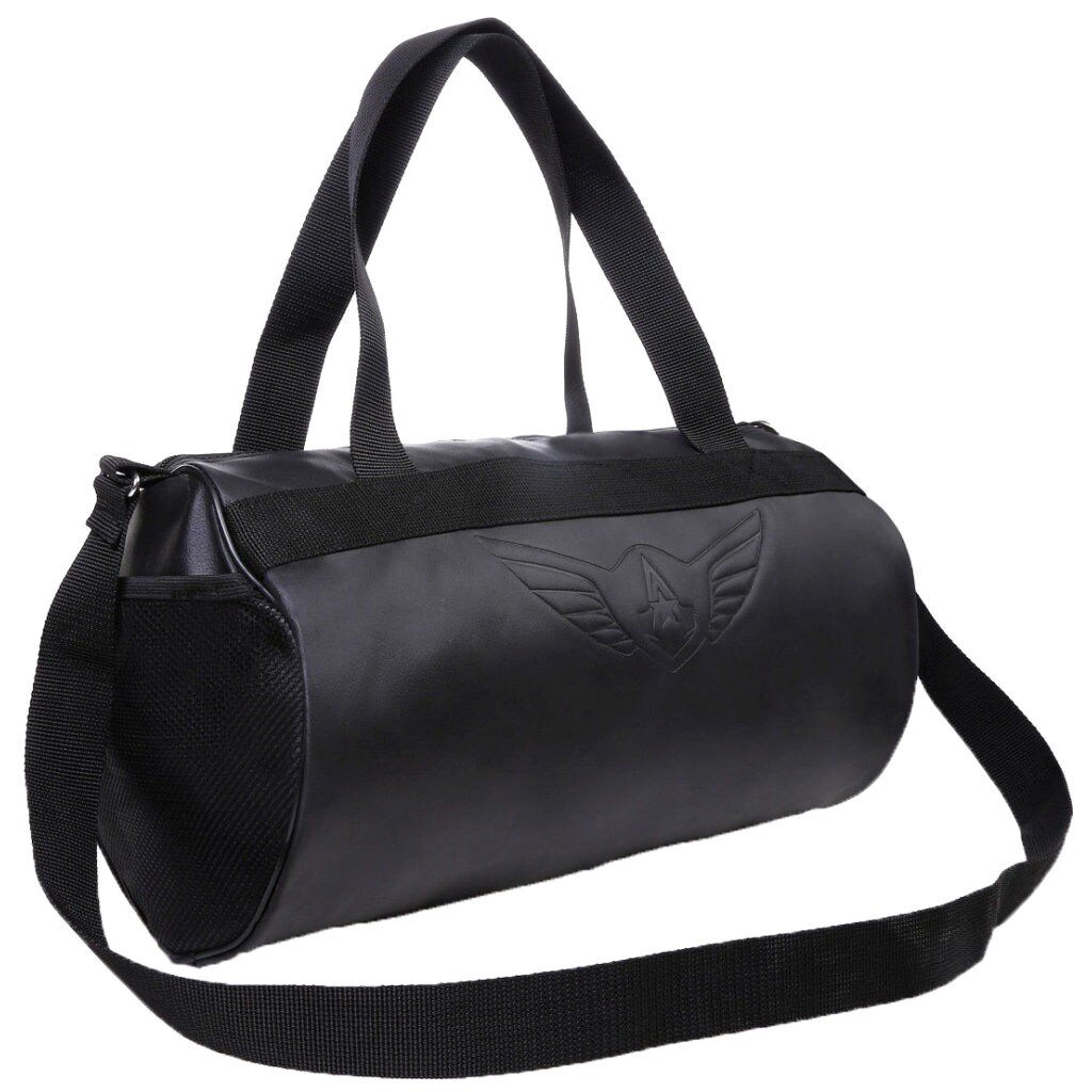 Auxter Blacky Leatherette Gym Duffel Bag, Black