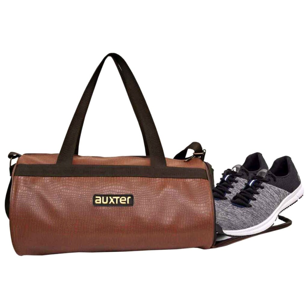 AUXTER Premium Leatherette Gym Bag, Brown