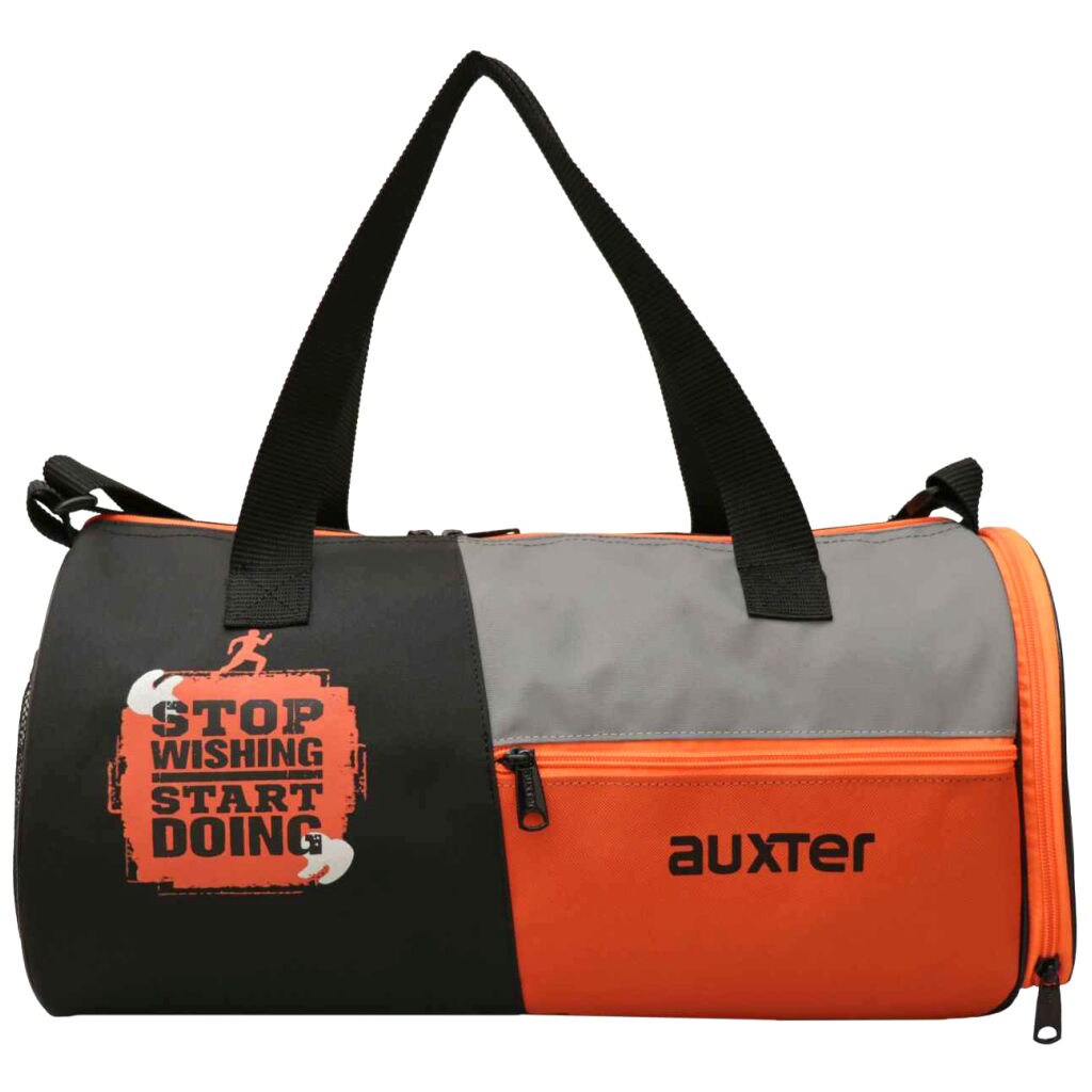 Auxter Premium Sports Duffel Gym Bag, Black & Orange