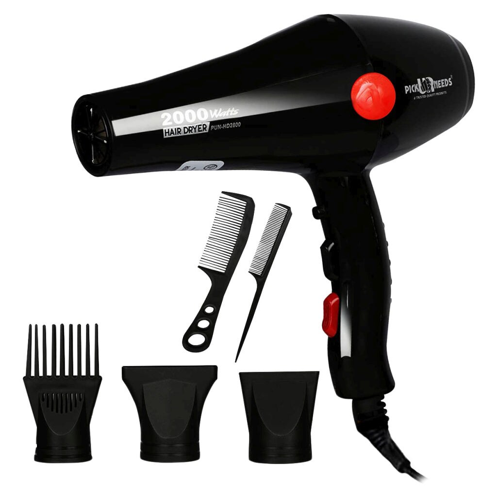 Pick Ur Needs High Range Professional Hair Dryer With Comb Reducer, Black