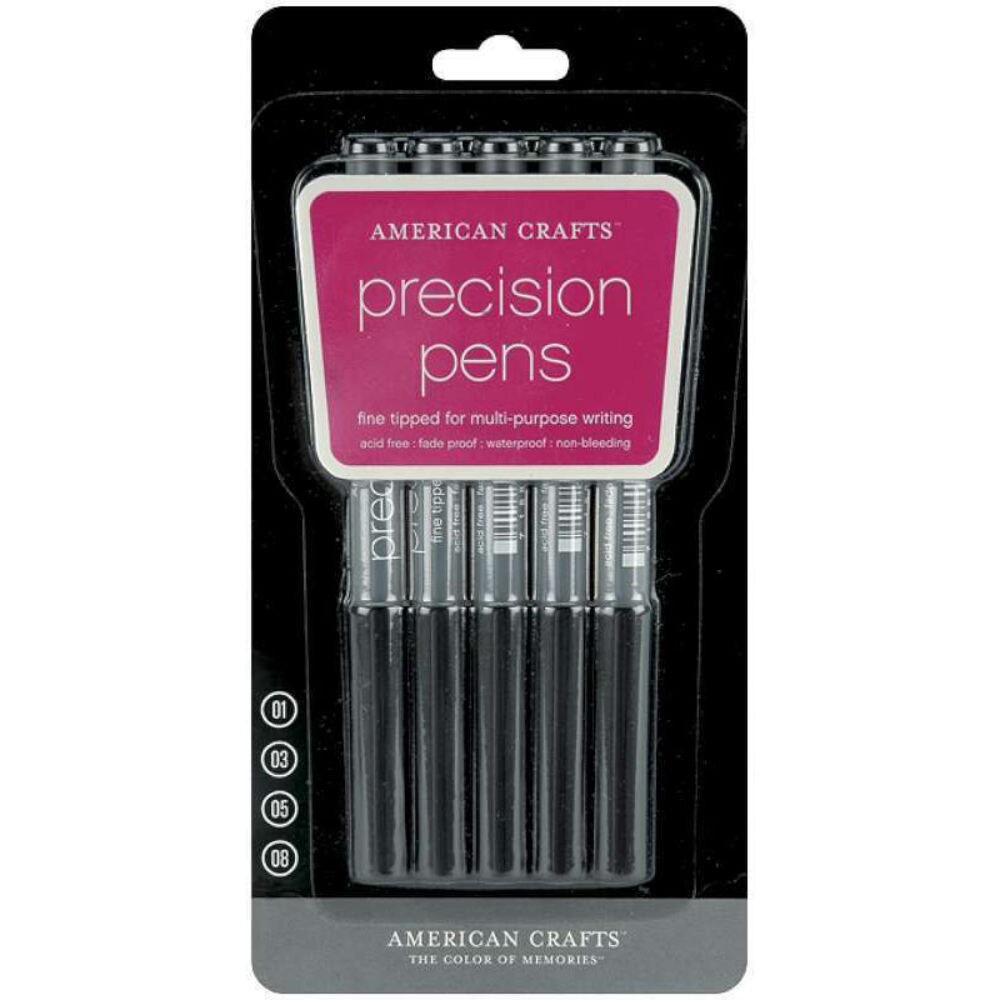 American Crafts Precision Pens, Black, Pack Of 5