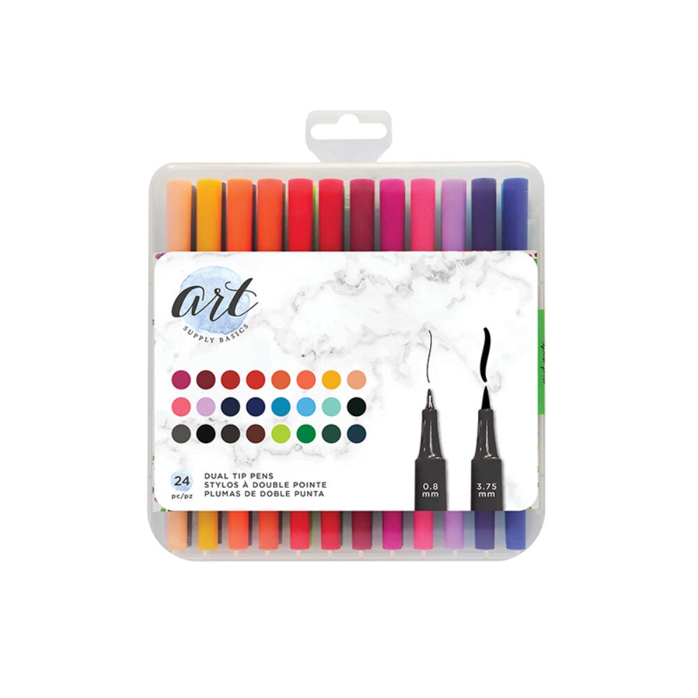 American Crafts Art Supply Basics Dual Tip Pens, Pack Of 24