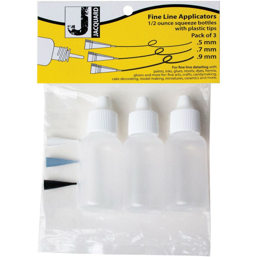 Jacquard Fine Line Applicators With Plastic Tips, Clear, Pack of 3