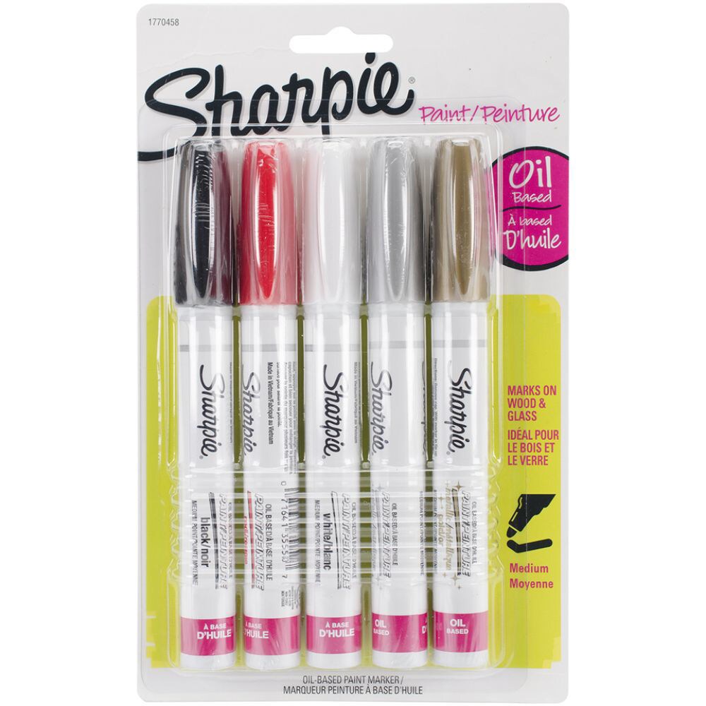 Sharpie Medium Point Paint Markers - Black, Gold, Red, Silver and White