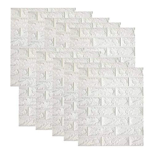 Hridaan Self-Adhesive 3D Wall Sticker, White, 77x70 cm, Pack of 10
