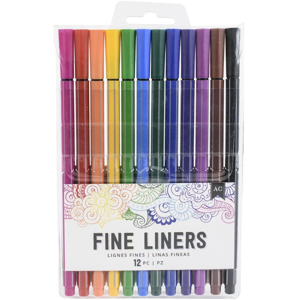 American Crafts Fine Liners Markers, Pack Of 12
