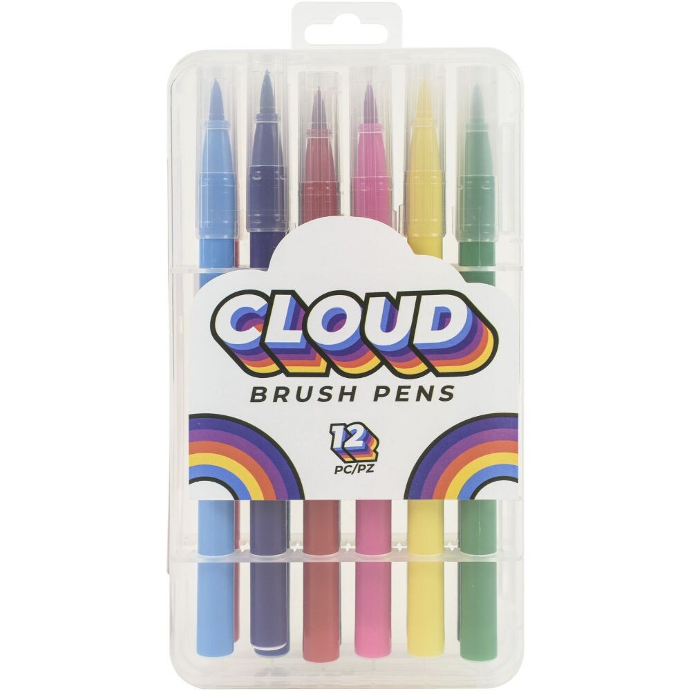 American Crafts Brush Pens, Cloud, Pack Of 12
