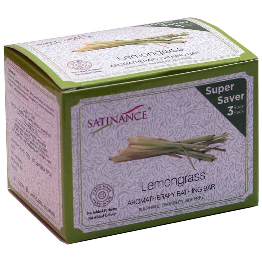 Satinance Lemongrass Aromatherapy Bathing Bar, 100 Gm, Pack Of 3