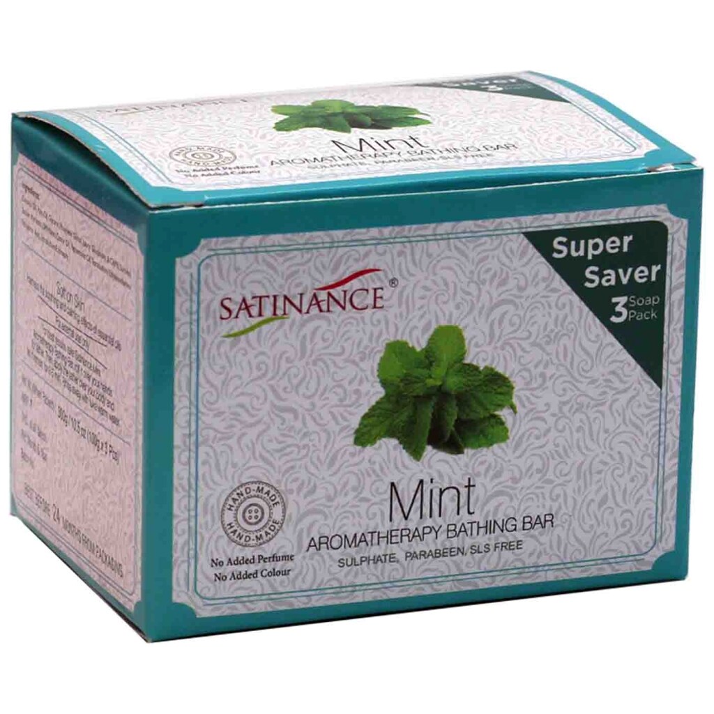 Satinance Mint Aromatherapy Bathing Bar, 100 Gm, Pack Of 3