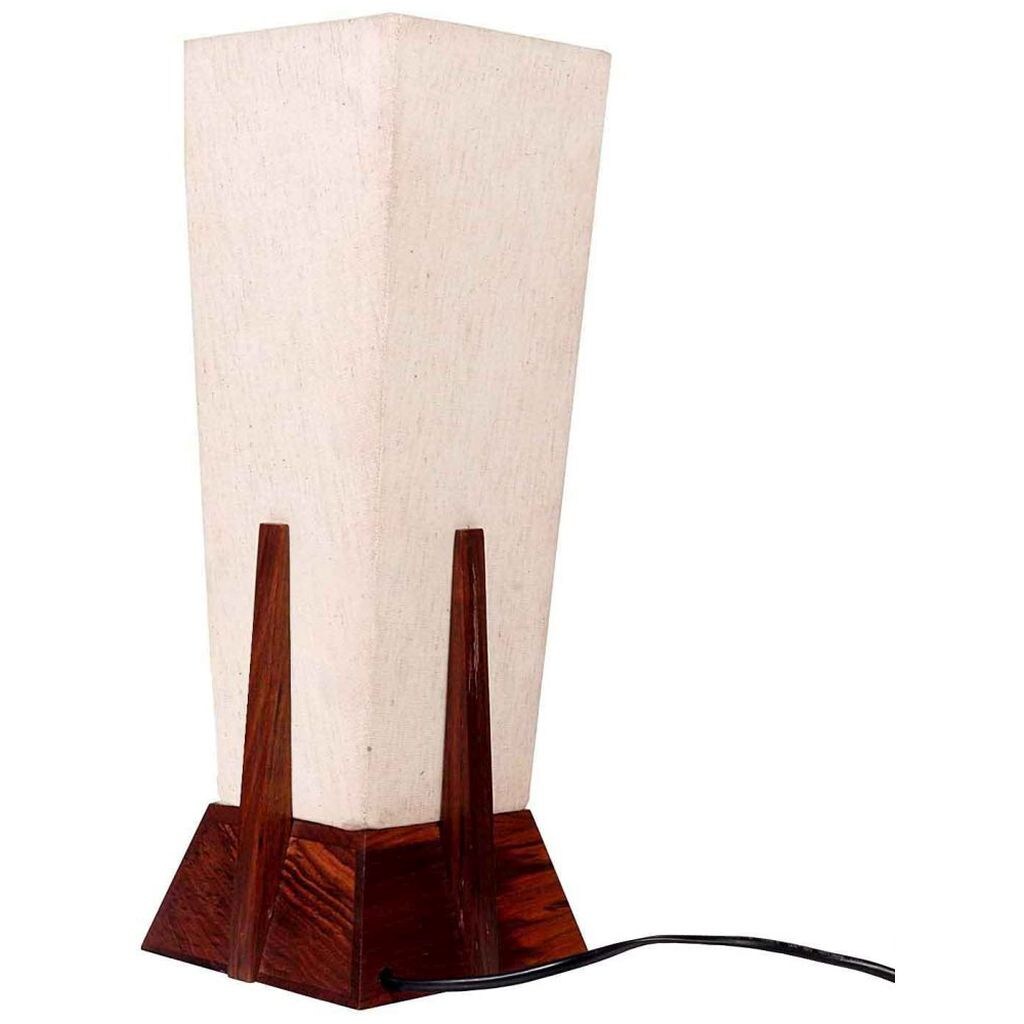 Creation India Craft Pyramid Shaped Wooden Table Lamp