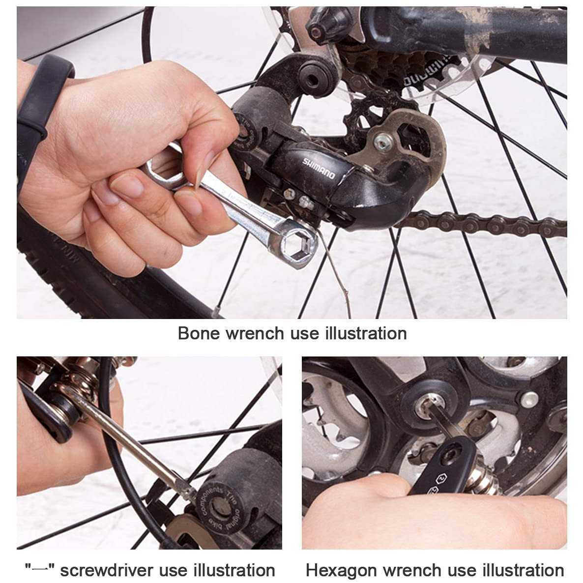 Sahoo Bicycle 16 In 1 Multi Tool Maintenance Kit With Bag Set, Black