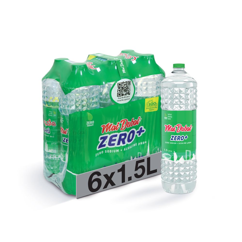 Mai Dubai ZERO Alkaline Zero+ Sodium Water, 1.5L, Pack of 6
