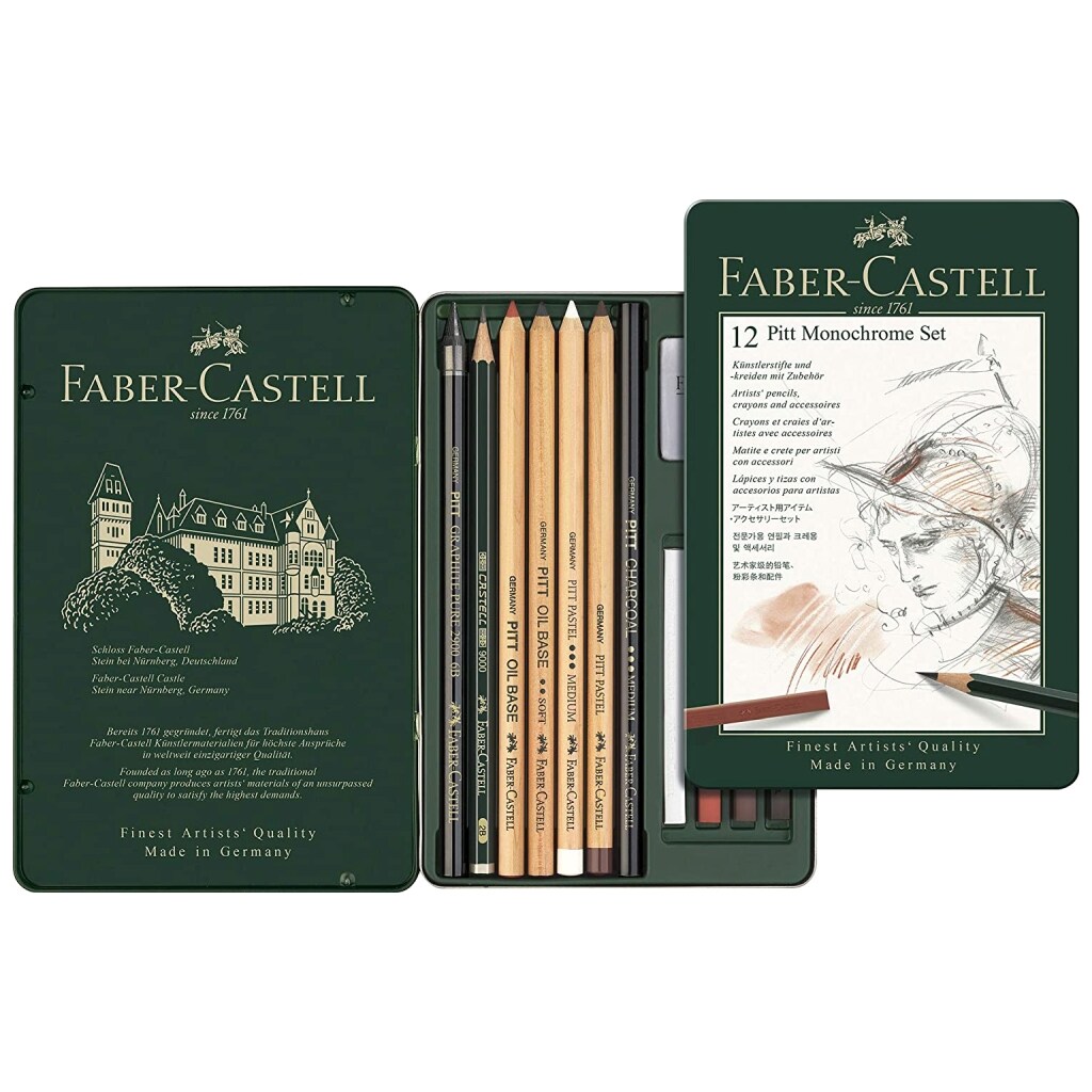 Faber-Castell Pitt Monochrome Set, Box of 12