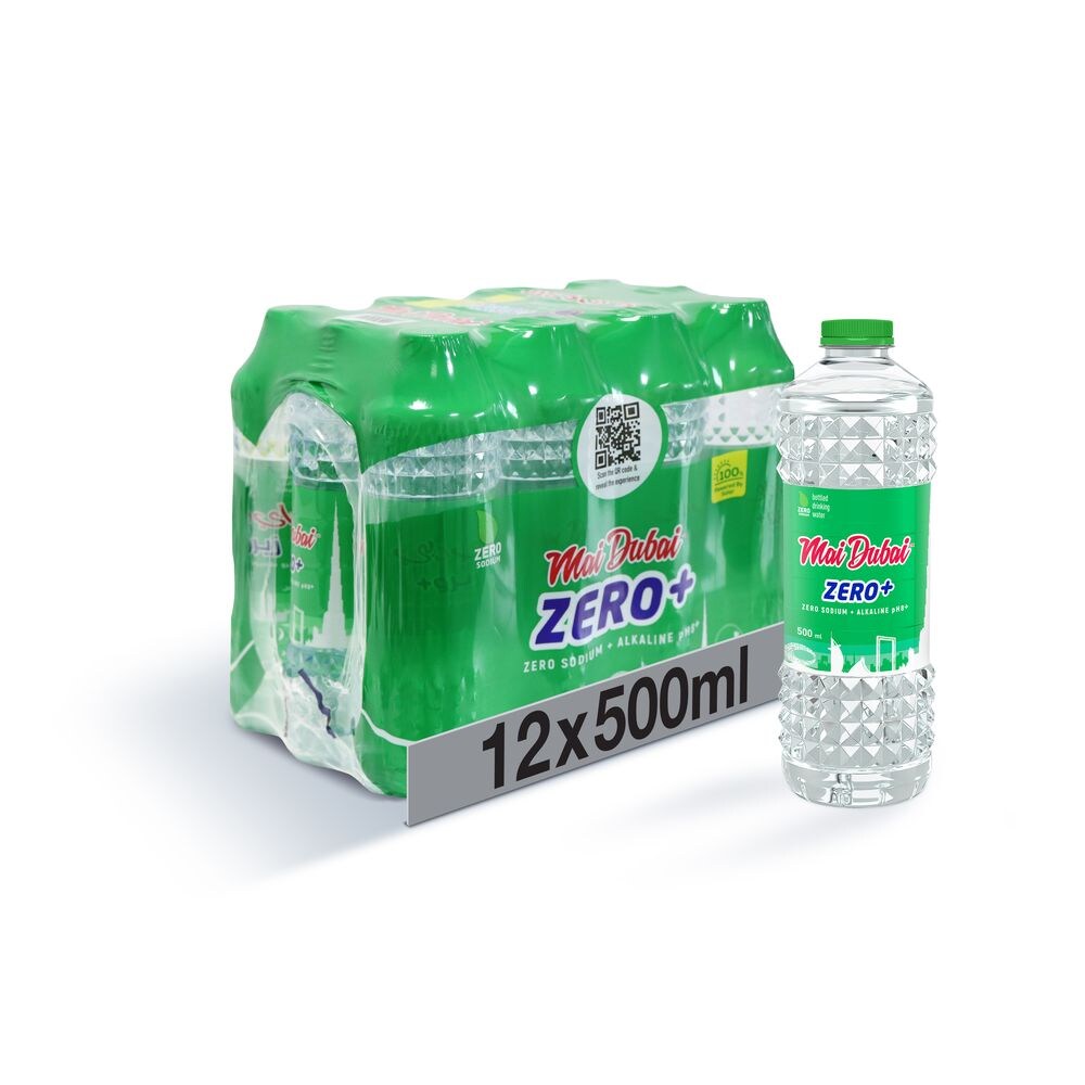 Mai Dubai ZERO Alkaline Zero+  Sodium Water, 500ml, Pack of 12