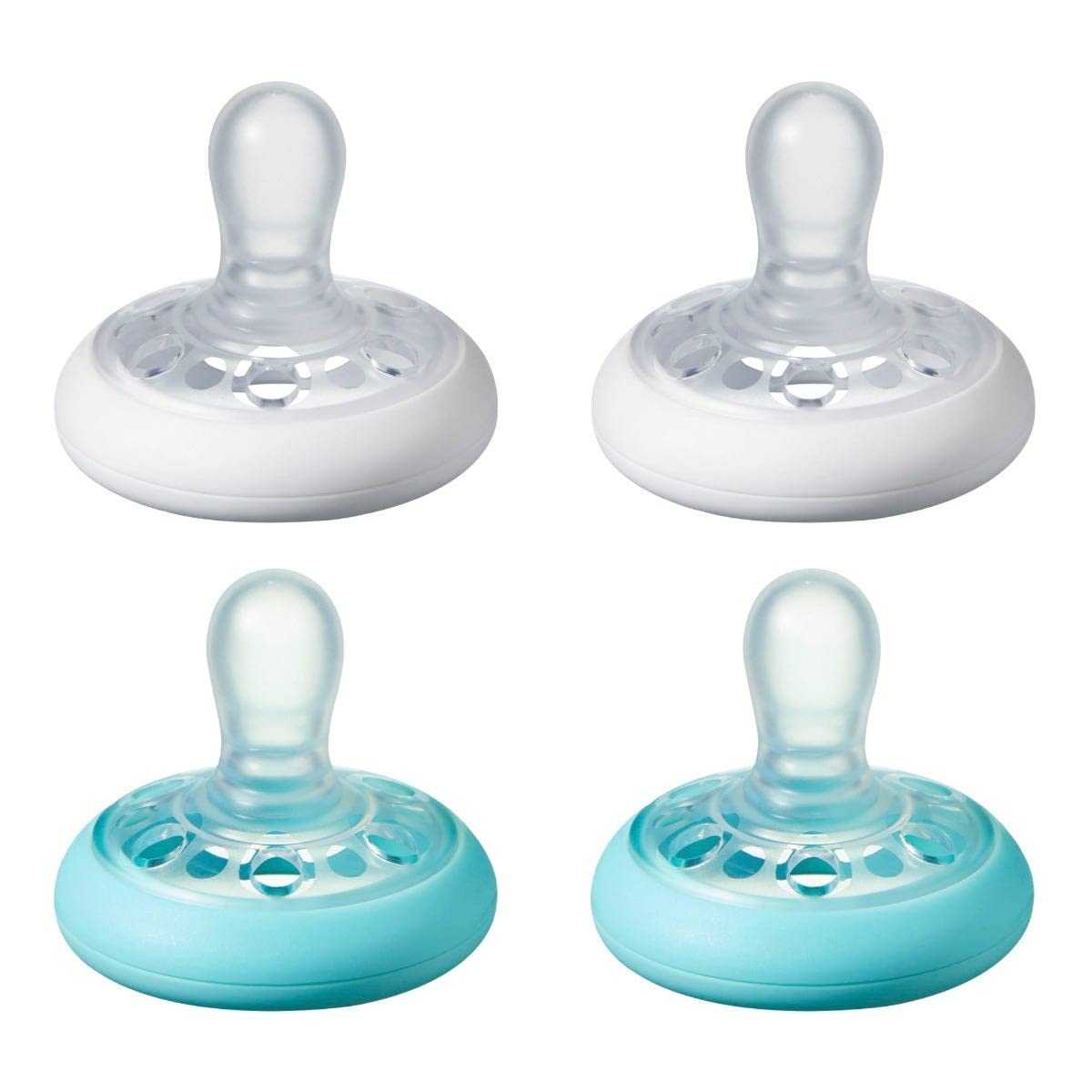 Tommee Tippee Breast-like Soother, 0-6m, Blue & White - Pack of 4