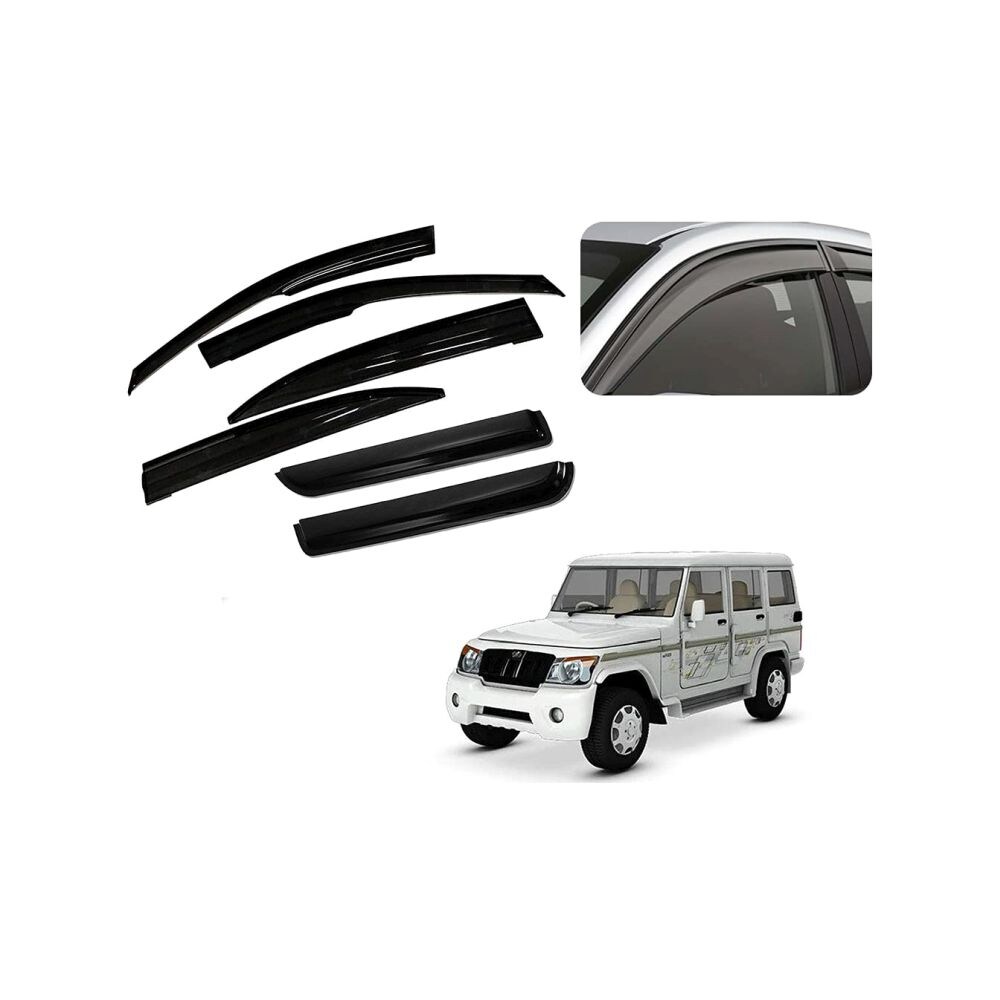 Auto Pearl ABS Plastic Car Rain Guards for Mahindra Bolero XL, AUTP763774, 6Packs, Black