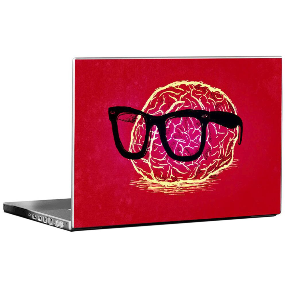PIXELARTZ Nerdy Brain Printed Laptop Sticker, Multicolour