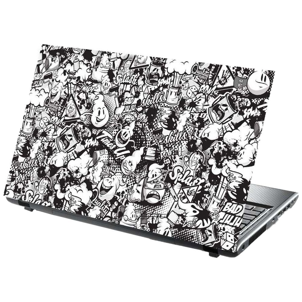 PIXELARTZ Graffiti Printed Laptop Sticker, PXL0460742, Black & White