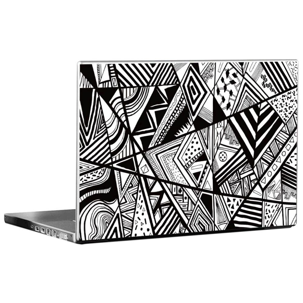 PIXELARTZ Abstract Printed Laptop Sticker, Black & White