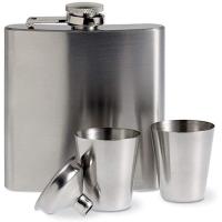 Picture of Slim Hip Flask Satin Finish 175M With 2 Cups And Bottleneck