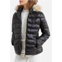 Picture of Hybella Women's Quilted Puffer Jacket with Hood and Fur, Purple, M, Carton of 20pcs