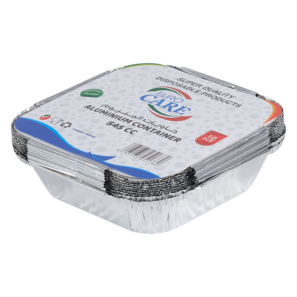 Disposable 10 Pcs Aluminium Containers Pack, 545CC - Carton of 75 Packs