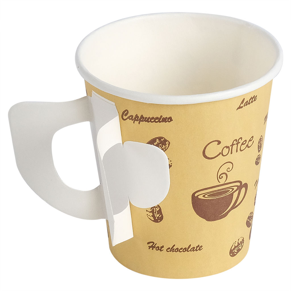 Disposable 50 Pcs Paper Cups with Handle Pack, 7oz - Carton of 20 Packs