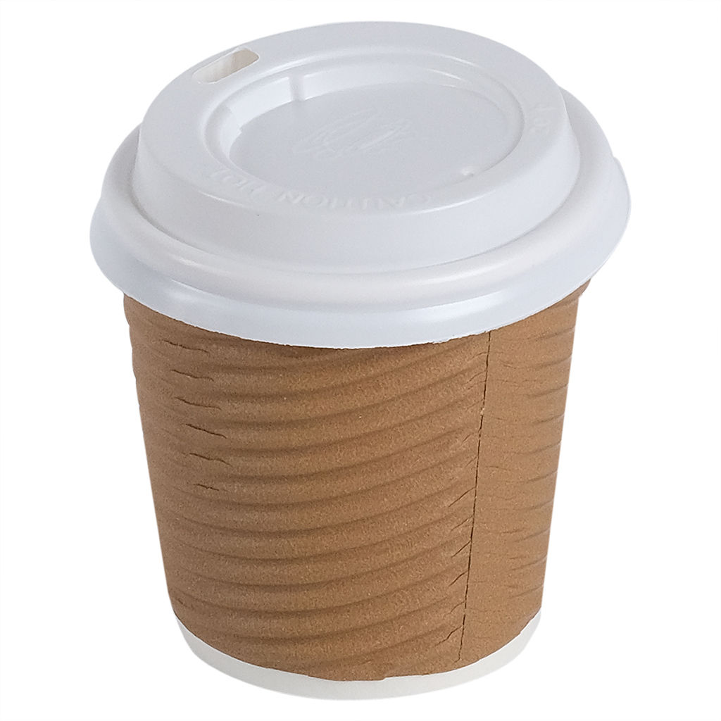Disposable 25 Pcs Ripple Cups with Lid Pack, 4oz - Carton of 20 Packs