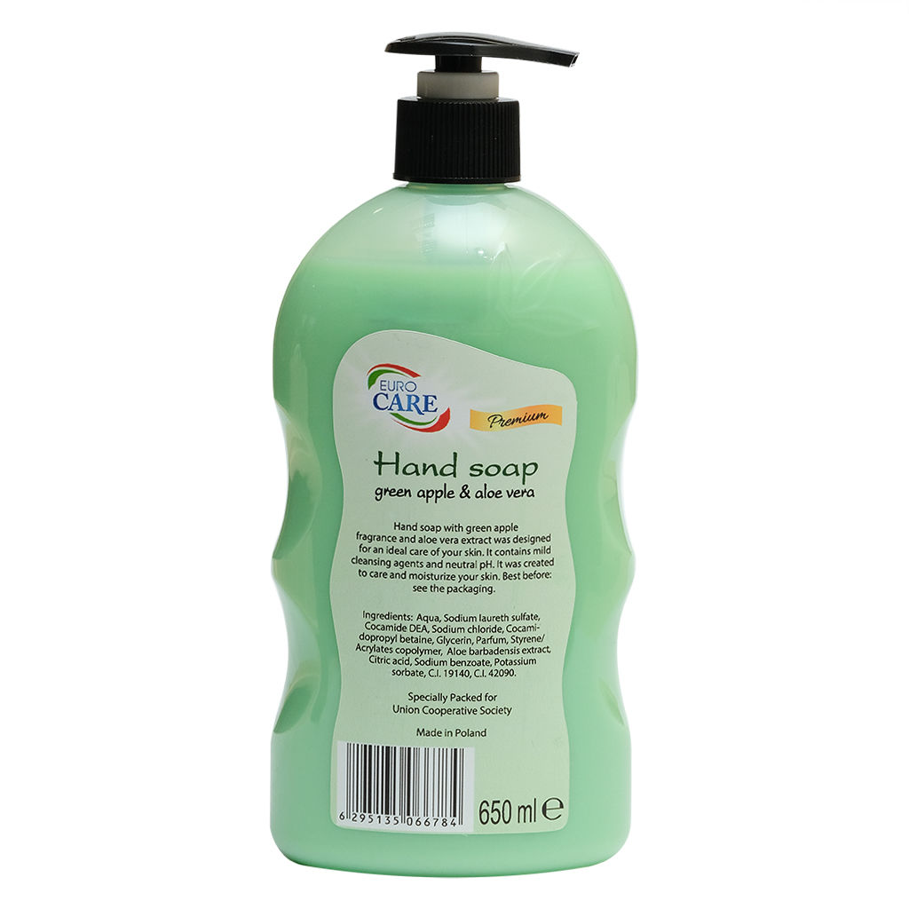 Hand Soap Green Apple and Aloe Vera Premium, 650ml - Carton of 12 Bottles