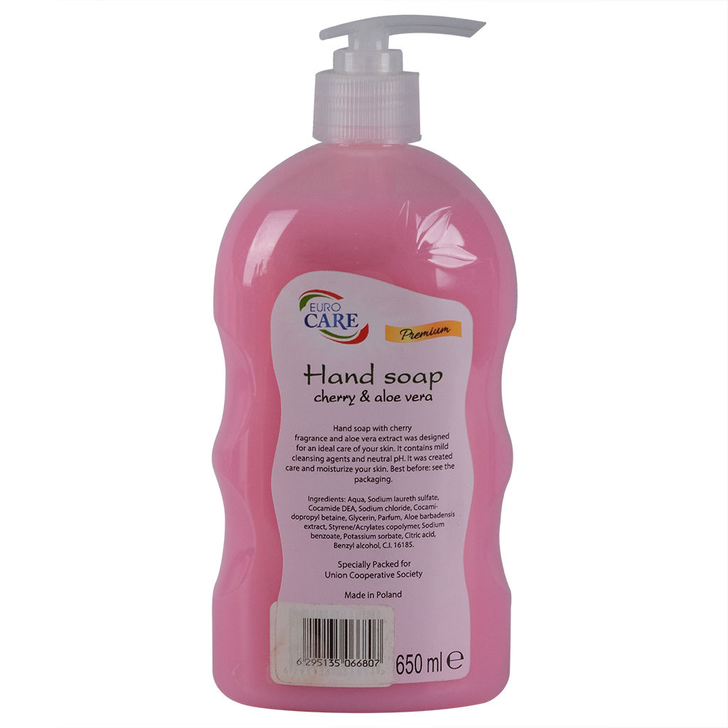 Hand Soap Cherry and Aloe Vera Premium, 650ml - Carton of 12 Bottles