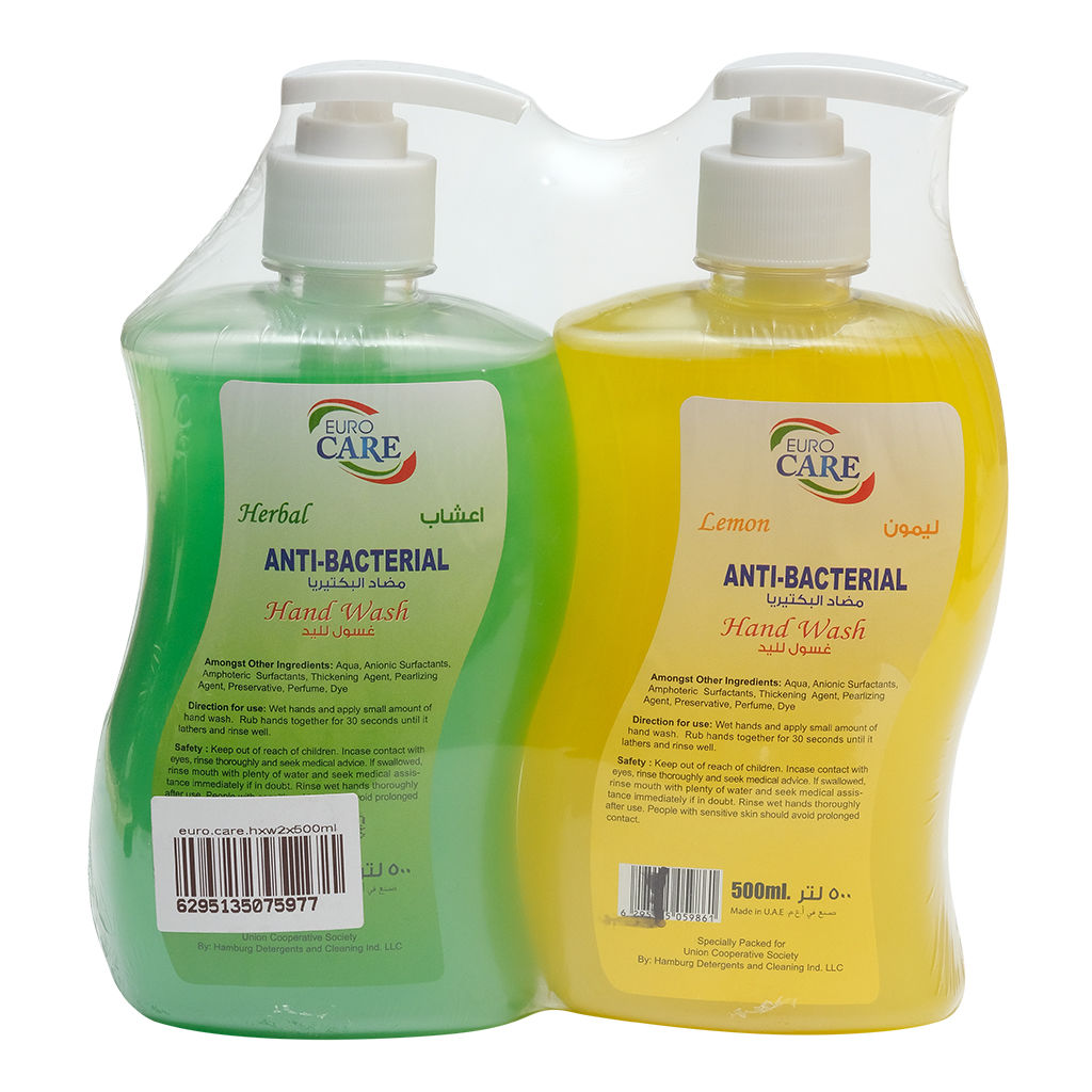 Assorted Anti-Bacterial Hand Wash, 500ml, 2 Bottle Pack - Carton of 12 Pack
