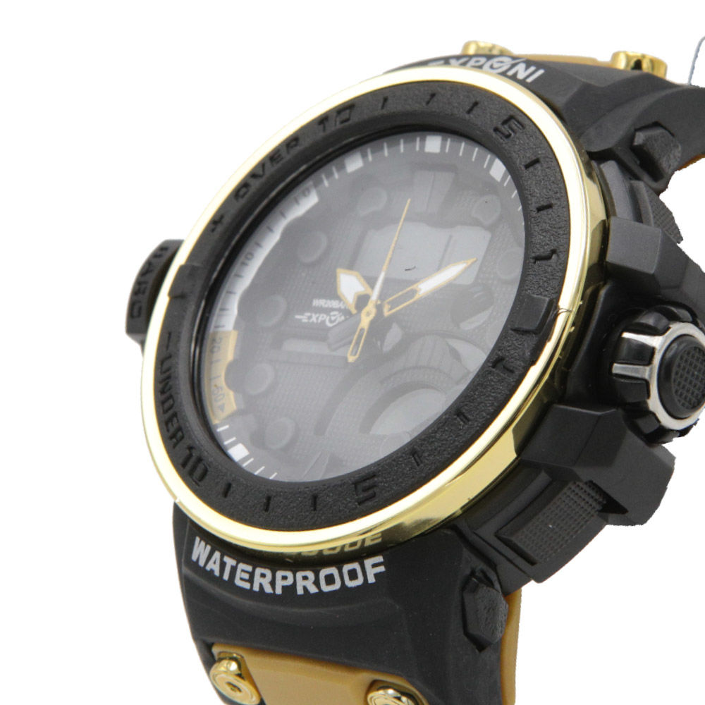 Exponi Waterproof Digital Watch with Box, Black & Yellow, Carton of 50 Pcs
