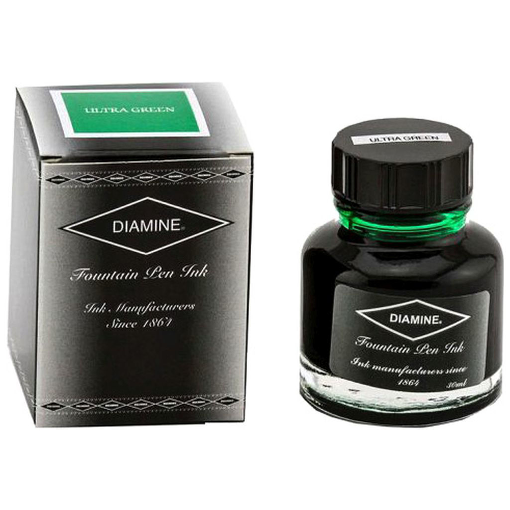 Diamine Ink Glass Bottle, Ultra Green