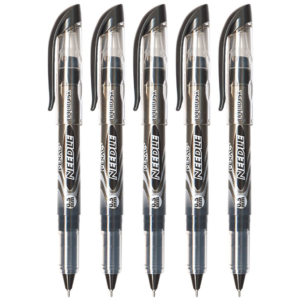 Penac Needle Liquid Ink Pen, 0.5mm, Pack of 5