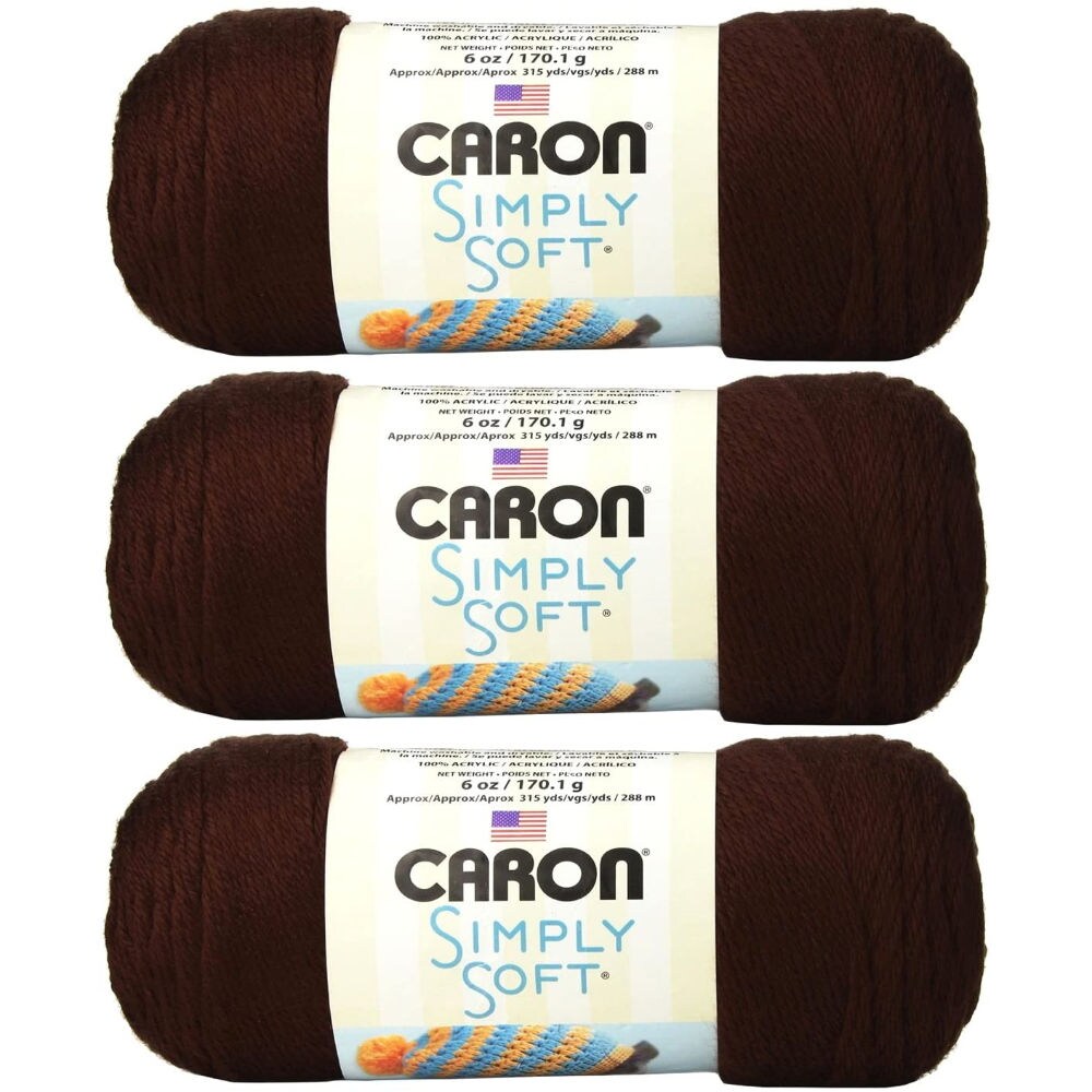 Caron Simply Soft Yarn, Black, Pack of 3
