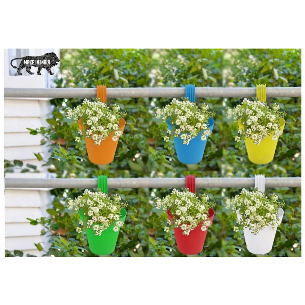 Hridaan Decoratives Hanging Railing and Table Flower Planter Pot, Set of 6