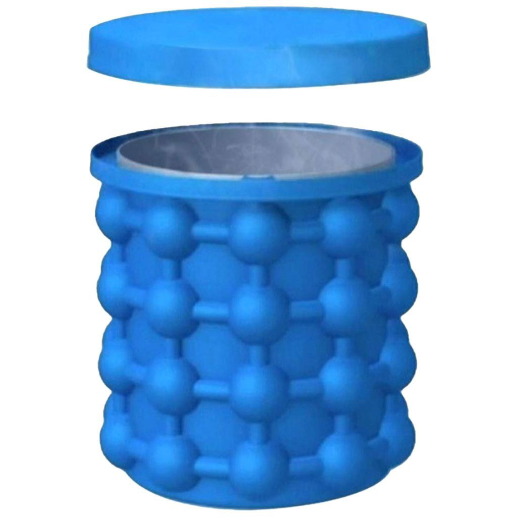 Hridaan Silicone Ice Cube Maker Genie Bucket, Blue